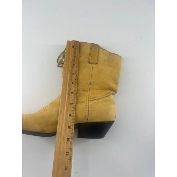 Vintage Capezio Cowgirl Boots Womens Size 7.5 M Tan Leather Fringe Western Rodeo - Picture 10 of 12